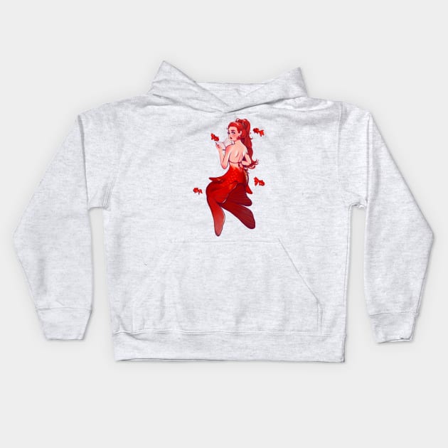 Goldfish Mermaid Kids Hoodie by Kenyah 